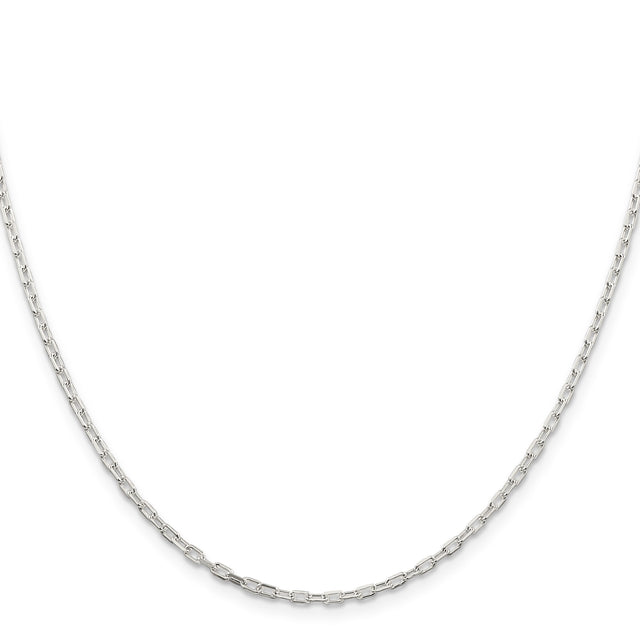 925 White Gold 2.2 mm Polished Chain Necklace, Solid
