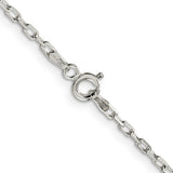 925 White Gold 2.2 mm Polished Chain Necklace, Solid alternate angle