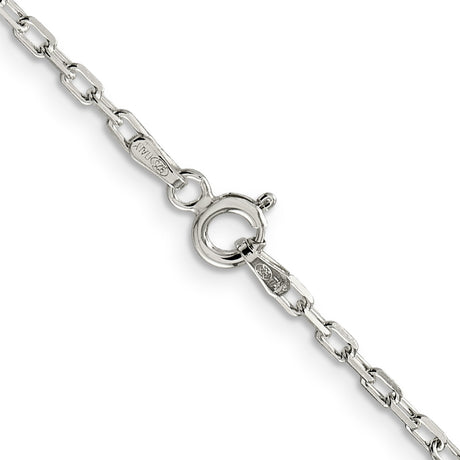 925 White Gold 2.2 mm Polished Chain Necklace, Solid alternate angle