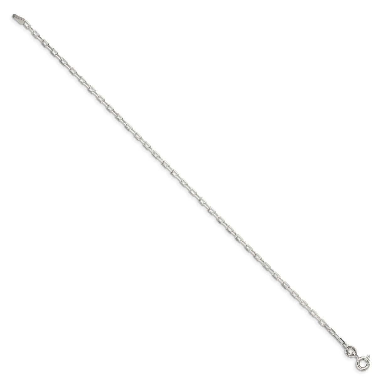 925 White Gold 2.2 mm Polished Chain Bracelet, Solid