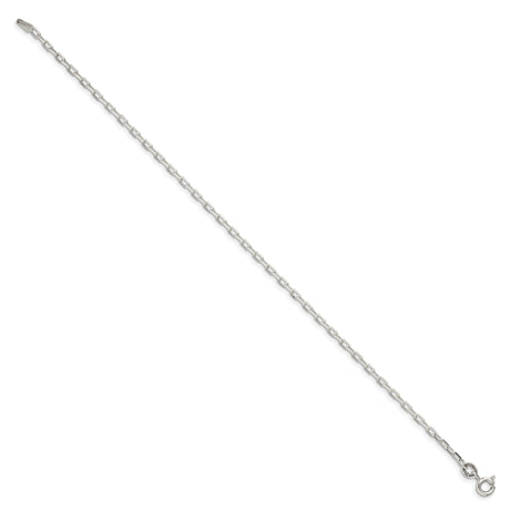 925 White Gold 2.2 mm Polished Chain Bracelet, Solid