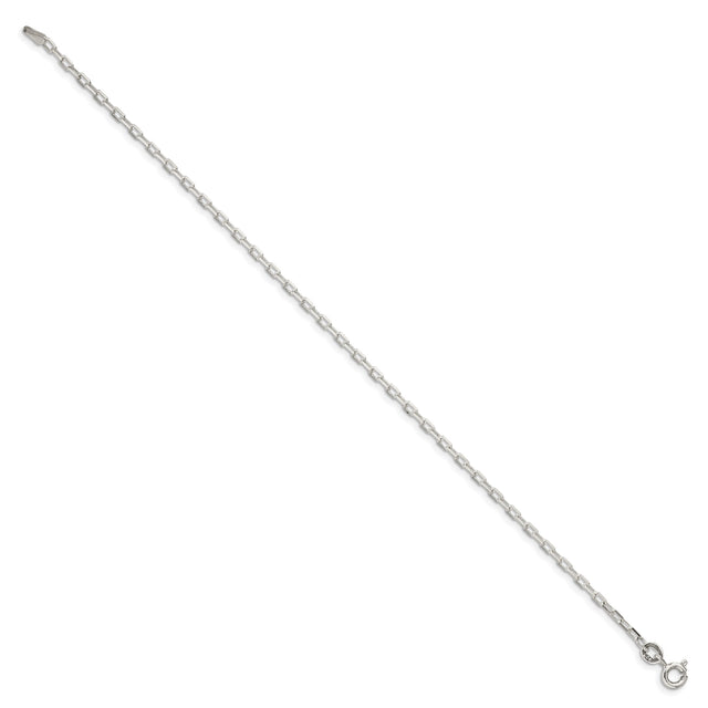 925 White Gold 2.2 mm Polished Chain Bracelet, Solid