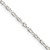 925 White Gold 2.2 mm Polished Chain Necklace, Solid detail view