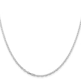 925 White Gold 2.2 mm Polished Chain Necklace