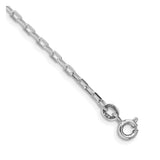 925 White Gold 2.2 mm Polished Chain Bracelet shown for scale