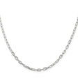 925 White Gold 2.9 mm Polished Chain Necklace, Solid