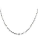 925 White Gold 2.9 mm Polished Chain Necklace, Solid