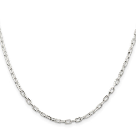 925 White Gold 2.9 mm Polished Chain Necklace, Solid