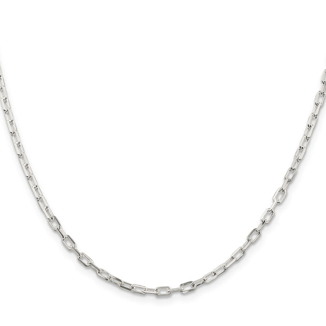 925 White Gold 2.9 mm Polished Chain Necklace, Solid