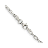 925 White Gold 2.9 mm Polished Chain Necklace, Solid alternate angle