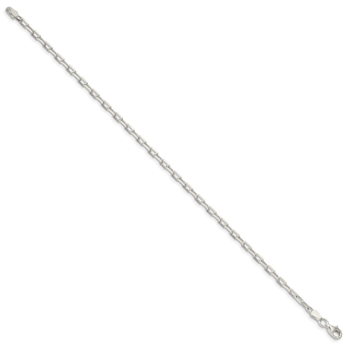925 White Gold 2.9 mm Polished Chain Bracelet, Solid
