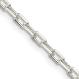 925 White Gold 2.9 mm Polished Chain Necklace, Solid detail view