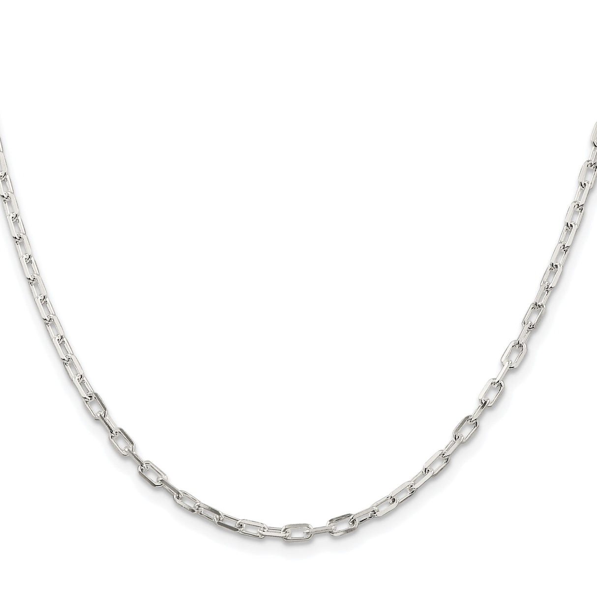 925 White Gold 2.9 mm Polished Chain Necklace