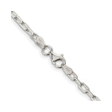 925 White Gold 2.9 mm Polished Chain Necklace alternate angle