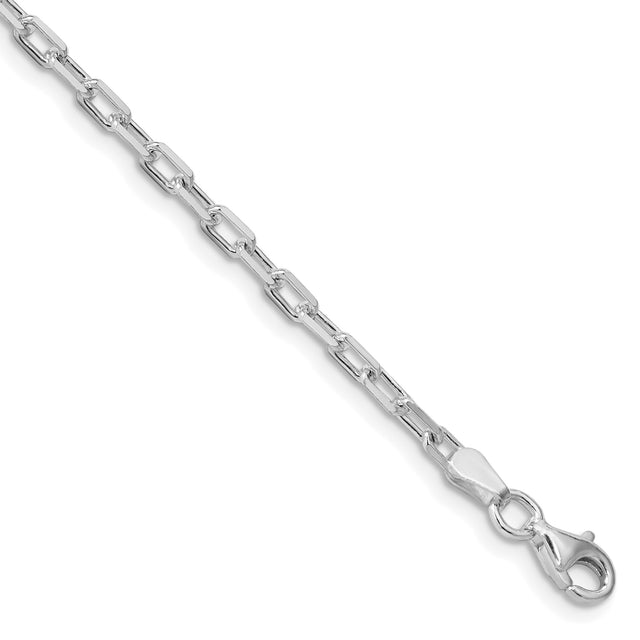925 White Gold 2.9 mm Polished Chain Bracelet shown for scale