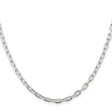 925 White Gold 3.75 mm Polished Chain Necklace, Solid