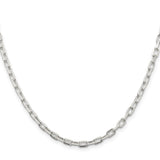 925 White Gold 3.75 mm Polished Chain Necklace, Solid