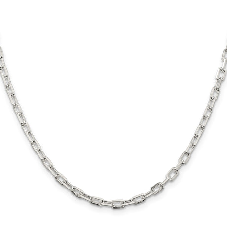 925 White Gold 3.75 mm Polished Chain Necklace, Solid