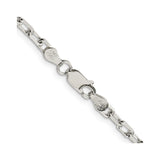 925 White Gold 3.75 mm Polished Chain Necklace, Solid alternate angle