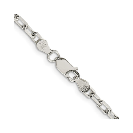 925 White Gold 3.75 mm Polished Chain Necklace, Solid alternate angle