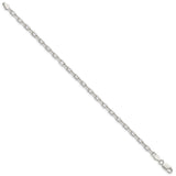 925 White Gold 3.75 mm Polished Chain Bracelet, Solid