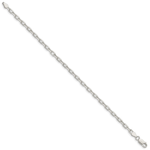 925 White Gold 3.75 mm Polished Chain Bracelet, Solid