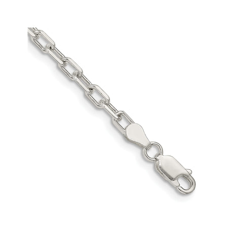 925 White Gold 3.75 mm Polished Chain Bracelet, Solid shown for scale