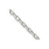 925 White Gold 3.75 mm Polished Chain Necklace, Solid detail view