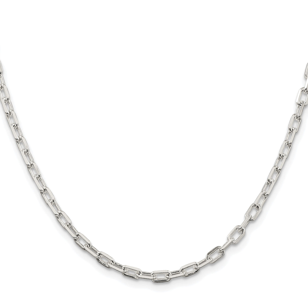 925 White Gold 3.75 mm Polished Chain Necklace