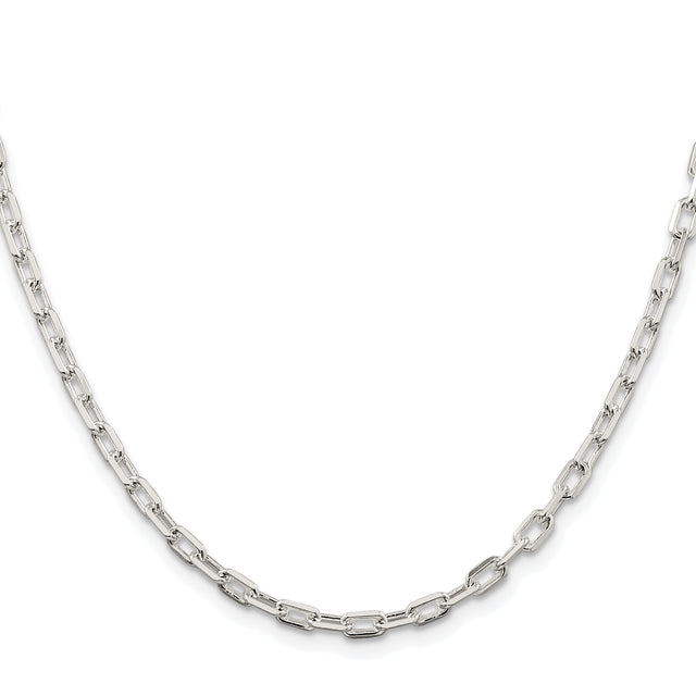 925 White Gold 3.75 mm Polished Chain Necklace