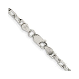 925 White Gold 3.75 mm Polished Chain Necklace alternate angle