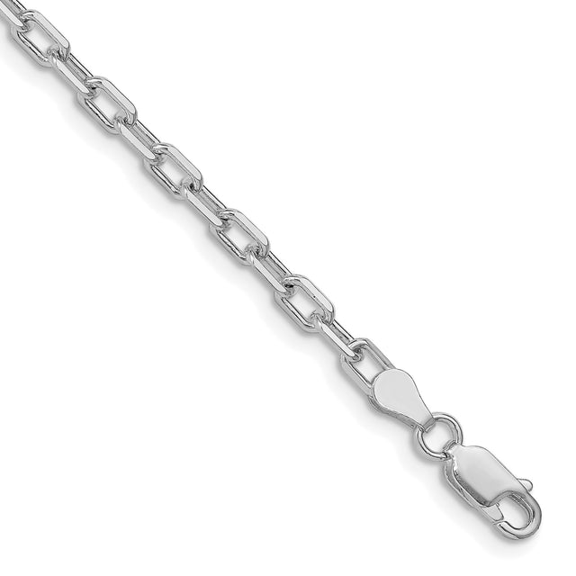 925 White Gold 3.75 mm Polished Chain Bracelet shown for scale
