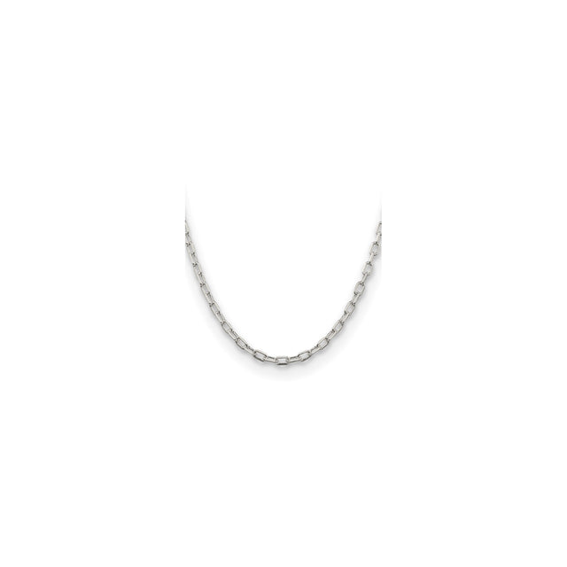 925 White Gold 4.5 mm Polished Chain Necklace, Solid