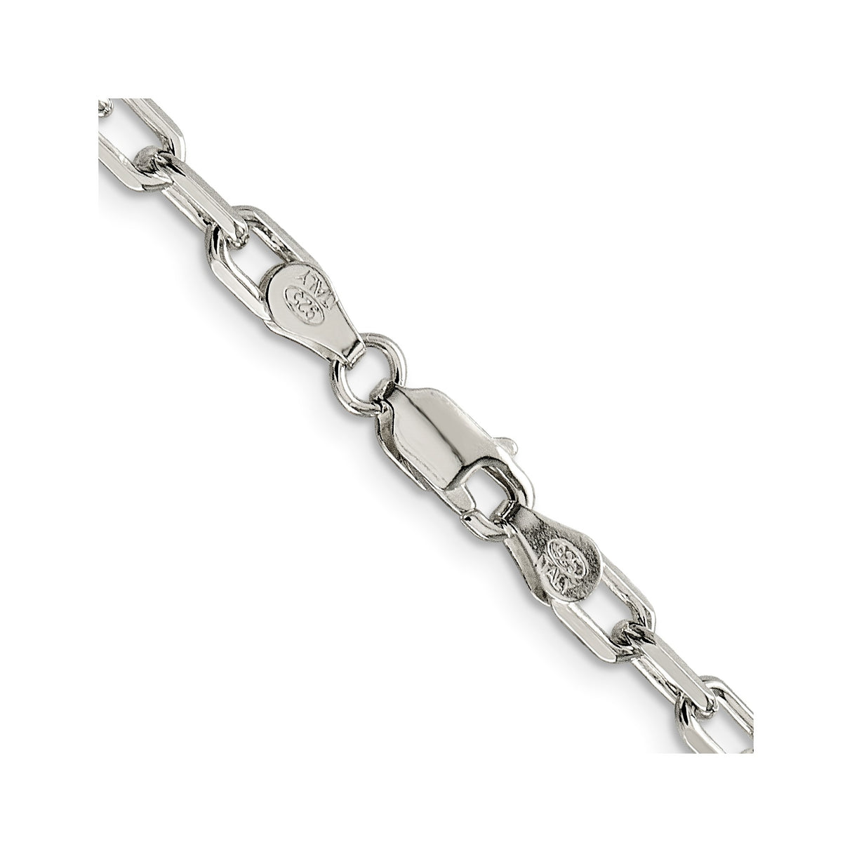 925 White Gold 4.5 mm Polished Chain Necklace, Solid alternate angle