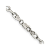925 White Gold 4.5 mm Polished Chain Necklace, Solid alternate angle