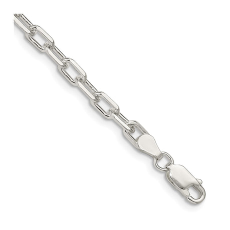 925 White Gold 4.5 mm Polished Chain Bracelet, Solid shown for scale