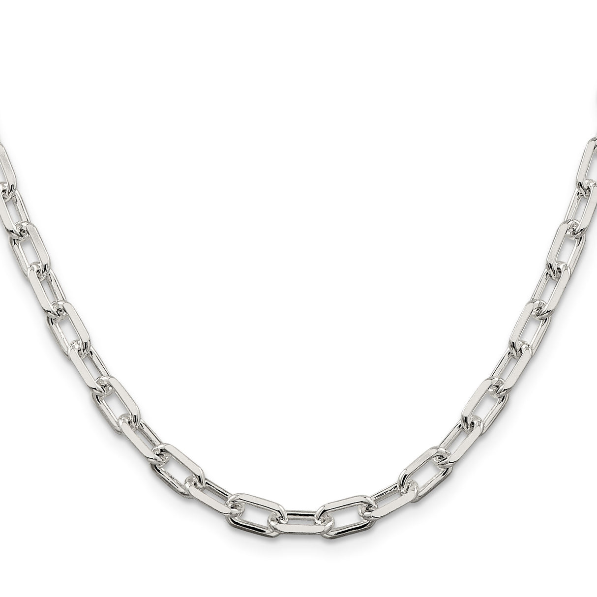 925 White Gold 5.75 mm Polished Chain Necklace, Solid