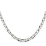 925 White Gold 5.75 mm Polished Chain Necklace, Solid
