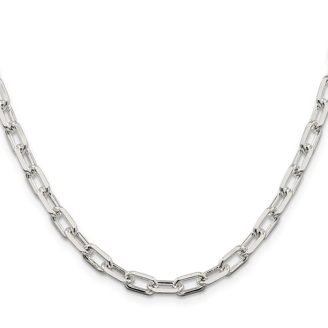 925 White Gold 5.75 mm Polished Chain Necklace, Solid