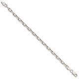 925 White Gold 5.75 mm Polished Chain Anklet, Solid