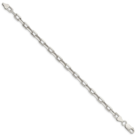 925 White Gold 5.75 mm Polished Chain Bracelet, Solid