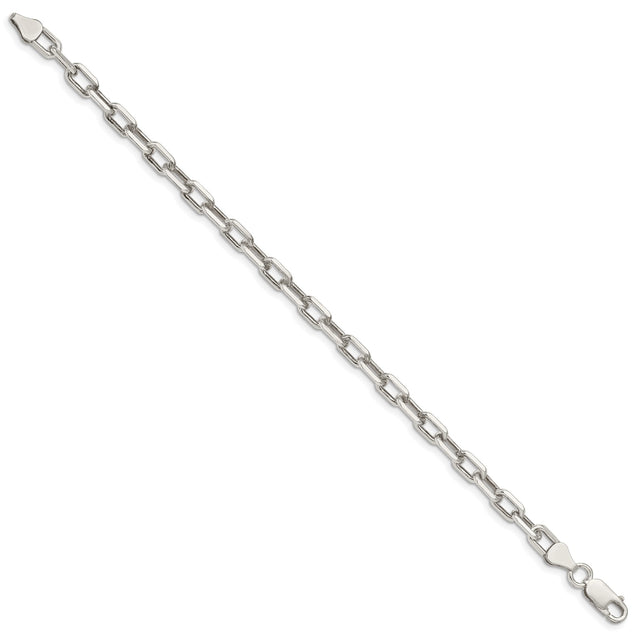 925 White Gold 5.75 mm Polished Chain Bracelet, Solid