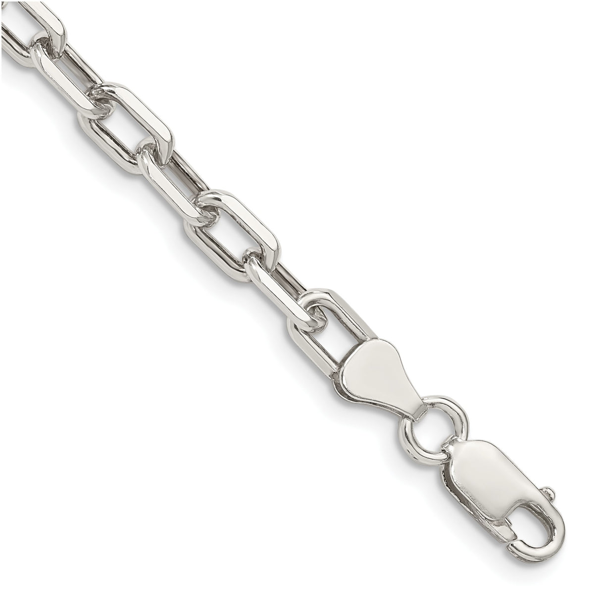 925 White Gold 5.75 mm Polished Chain Anklet, Solid shown for scale