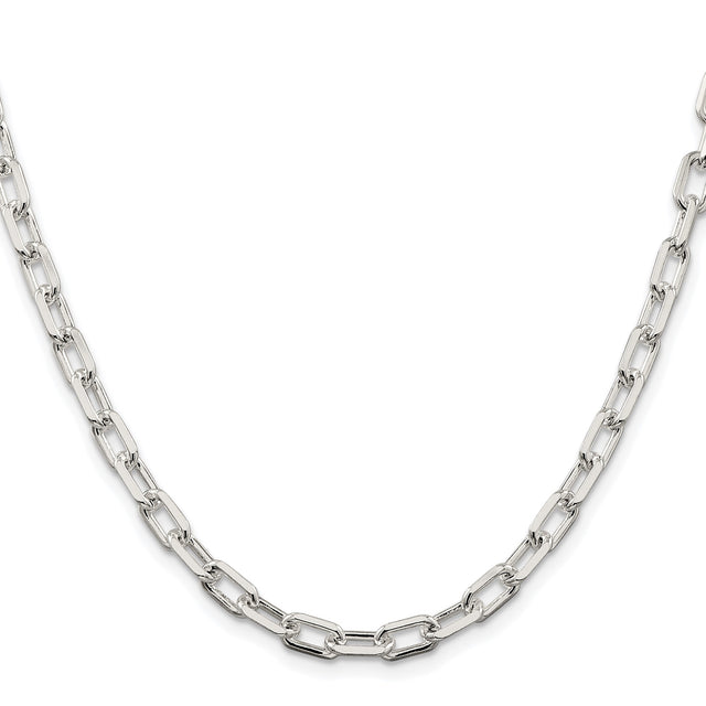 925 White Gold 5.75 mm Polished Chain Necklace