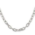 925 White Gold 6.65 mm Polished Chain Necklace, Solid