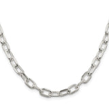 925 White Gold 6.65 mm Polished Chain Necklace, Solid