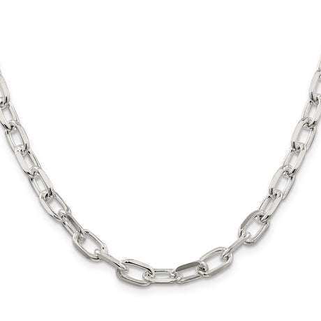 925 White Gold 6.65 mm Polished Chain Necklace, Solid
