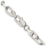 925 White Gold 6.65 mm Polished Chain Necklace, Solid alternate angle