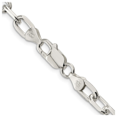 925 White Gold 6.65 mm Polished Chain Necklace, Solid alternate angle