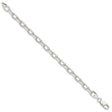 925 White Gold 6.65 mm Polished Chain Anklet, Solid
